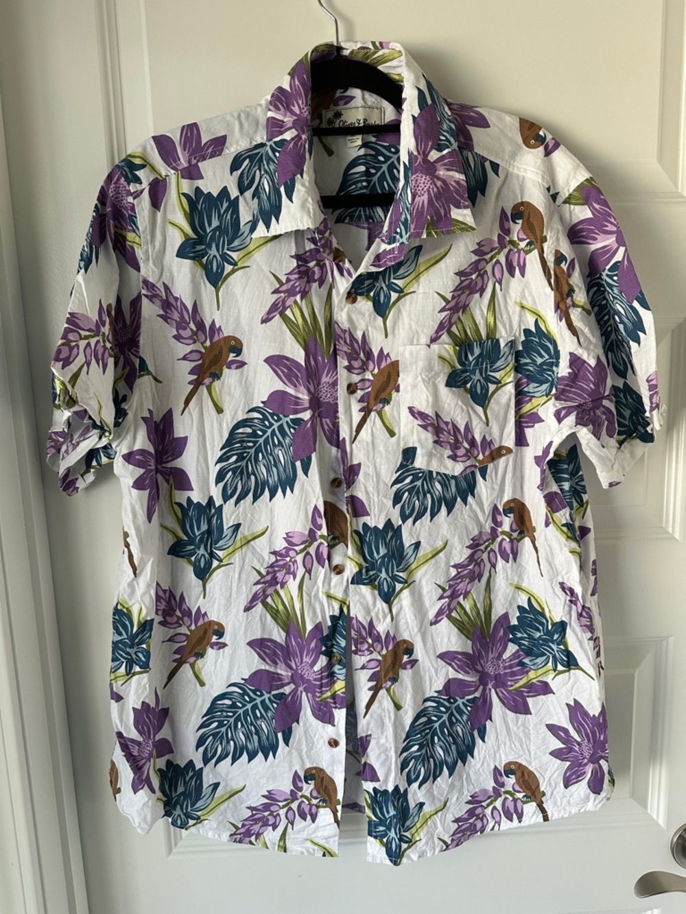 Men's Oliver & Burke White Tropical with Purple & Teal Floral, Size XL